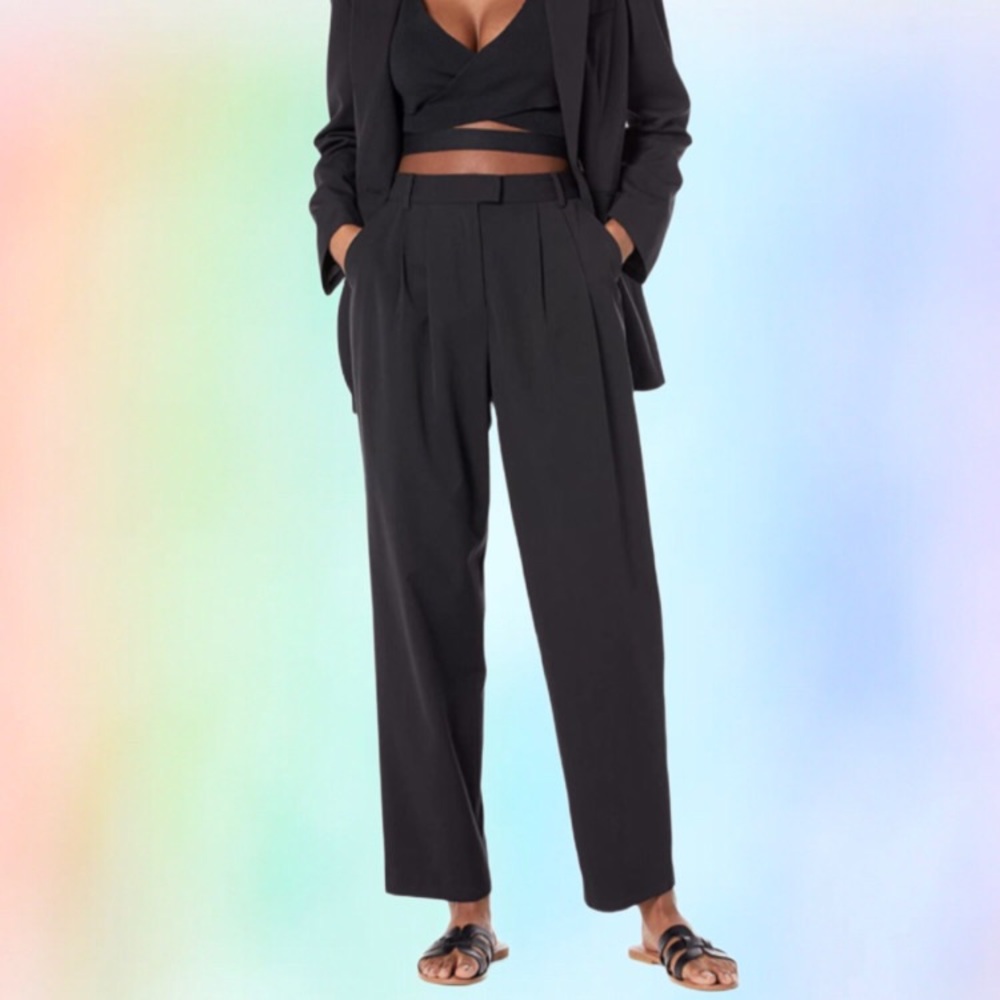 The Drop Women's Black High Waisted Straight Pant